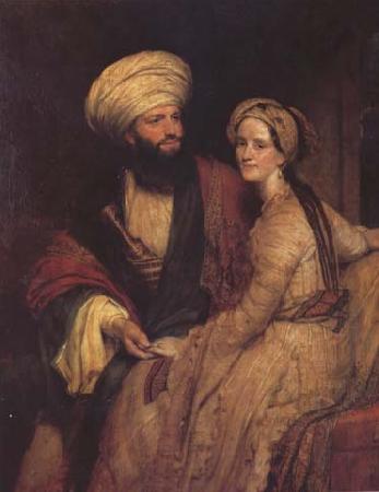 Henry William Pickersgill Portrait of James Silk Buckingham and his Wife in Arab Costume of Baghdad of 1816 (mk32) Sweden oil painting art